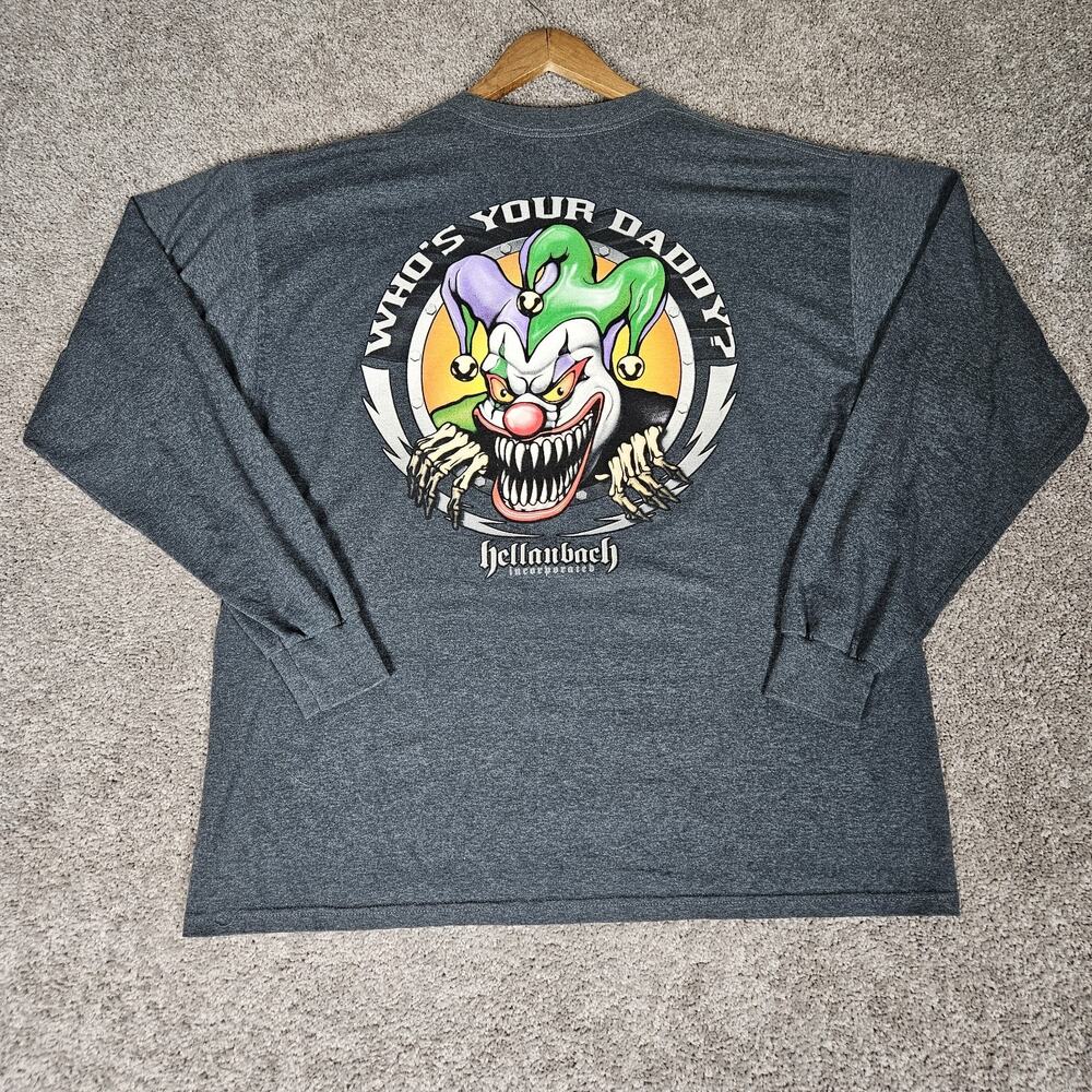 Hellanbach Shirt Men's XL Gray T-Shirt Who's Your Daddy? Jester Biker Skater